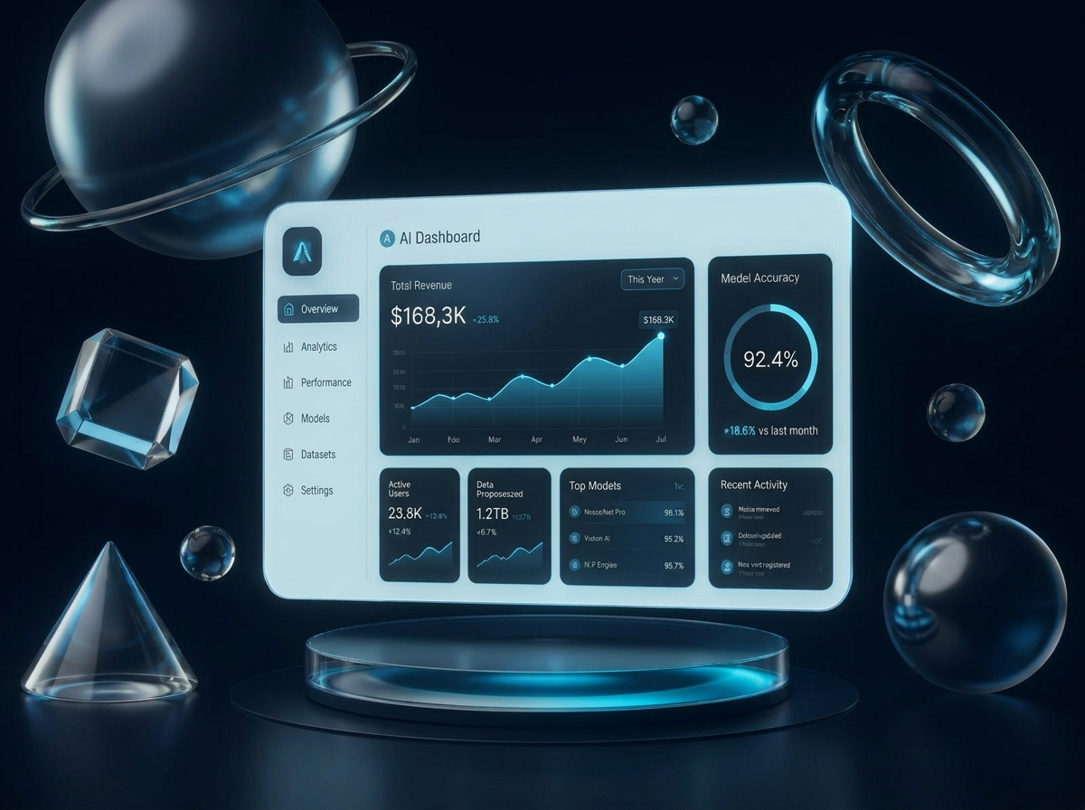 AI dashboard s modernými dátovými prvkami