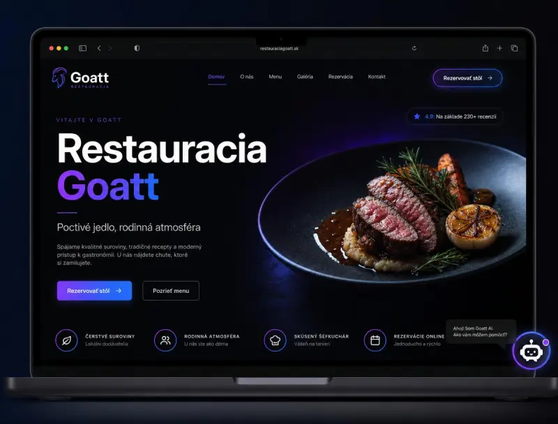 Restauracia Goatt — web s AI chatbotom